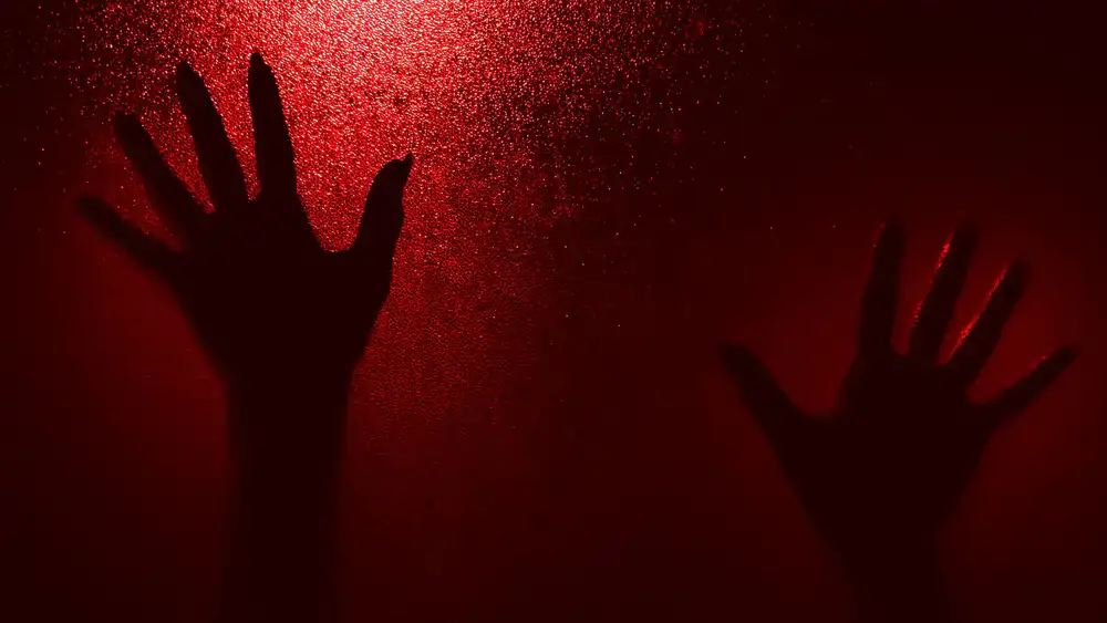 Dark cinematic scene from a horror game